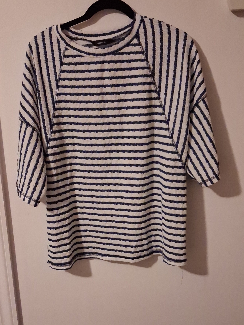 Striped Crew Sweater Top - White & Navy